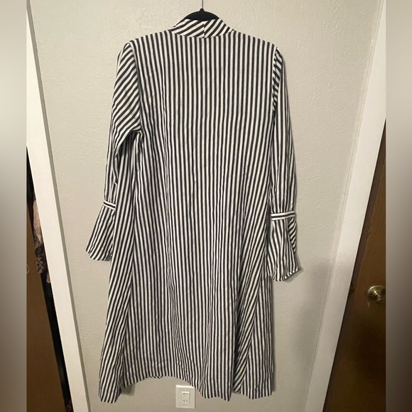 L’Academie Duster Alex Grey White Stripe Cardigan Open Front Gray & White Size S - Picture 4 of 5